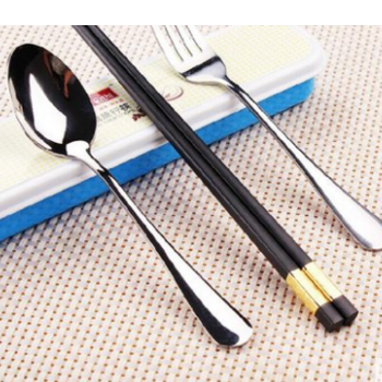 学生筷子勺子套装便携式餐具三件套