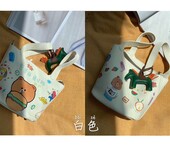 新款韩国东大门涂鸦菜篮包，洋气的女士手提包
