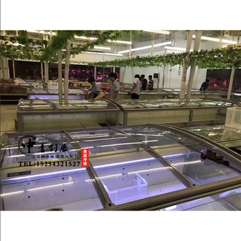 中意创展---福建武夷山透明玻璃展示柜超市冷冻商用大容量卧式平面冰柜