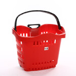 四轮超市购物篮拉杆带轮折叠购物筐购物车塑料手提篮给您带来不一样的购物感觉