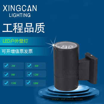 戶外LED庭院廊柱壁燈涼亭黑色壁燈雙頭暖光12w18w24w