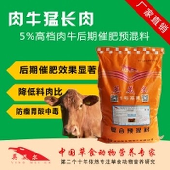 肉牛猛长肉—5%肉牛复合预混料饲料后期快速催肥肉牛预混料