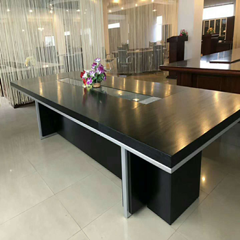 咸阳办公家具家私现代简约开放油漆板式黑橡色会议桌台工厂
