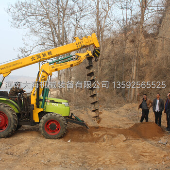 东北吉林通化工程车式挖坑立杆一体拖拉机挖坑机大功率设备-大海机械