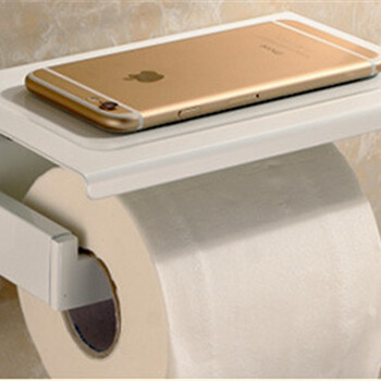 304不锈钢手机纸巾架浴室手机纸巾盒白色烤漆置物厕纸架