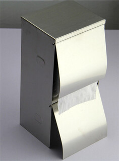 不锈钢上下双卷纸巾架明装挂墙式厕纸箱空心小卷纸巾盒图片2