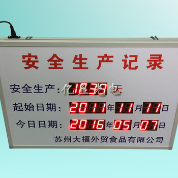工厂车间安全生产看板安全运行记录牌电子时钟显示屏