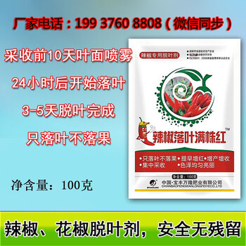 辣椒落叶满株红辣椒落叶剂脱叶剂只落叶不落果催红增产叶面肥