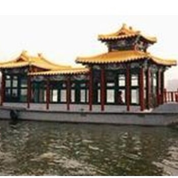 新款實(shí)木電動(dòng)畫舫船餐飲船旅游觀光船景區(qū)游船大型表演船漁船房船