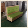 连山县奶茶店家具定做绿色横条板式卡座沙发
