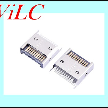 短体夹板TYPEC母座卡板式USB3.1插座3A大电流镀金端子