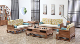 山东木言木语现代简约实木沙发组合黄菠萝木布艺大户型客厅别墅组合沙发图片0