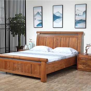山西木言木语实木床1.8米大床主卧床新中式实木双人床造型唯美