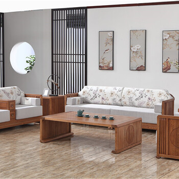 山东木言木语黄柏实木现代组合沙发，无接缝无甲醛温润色泽尊贵内涵之选
