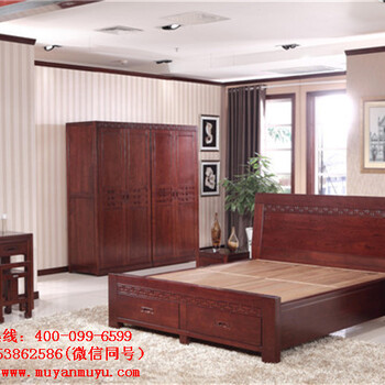 供应木言木语全实木床1.8米黄菠萝木床双人简约中式高箱储物婚床