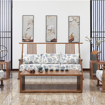 供应木言木语现代中式实木沙发黄菠萝木实木沙发新中式客厅沙发