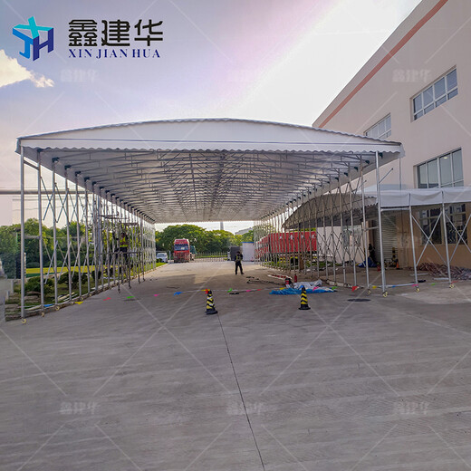 上海镀锌钢管伸缩雨棚抗压强大,膜结构推拉棚
