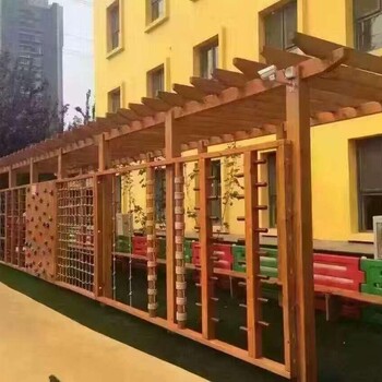 淄博幼儿园户外攀爬玩具厂家防腐木攀爬梯组合16件攀爬组合玩具