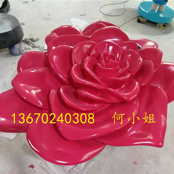 深圳珠宝店墙面美观装饰立体彩色玻璃钢仿真玫瑰花雕塑