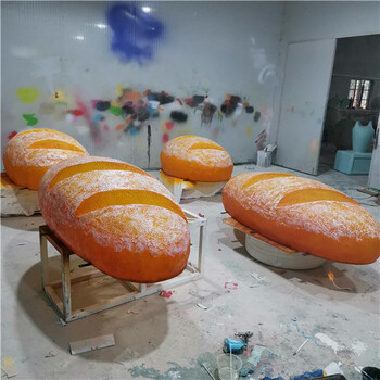 港粤雕塑玻璃钢面包雕塑面包门头装饰发光面包造型美观,仿真食物制作