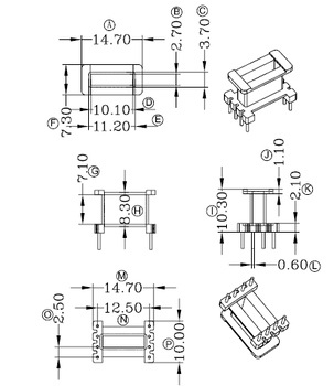 EE10加宽变压器骨架卧式4+4