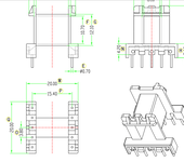 EE20加宽变压器骨架直插卧式5+5针变压器材料