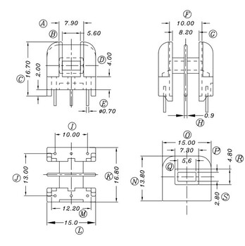 UU10.5骨架双槽卧式3+3针HX-1020