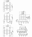 EE19变压器骨架双槽卧式4+4针图片0