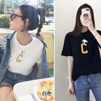 夏裝卡通女款T恤虎門時(shí)裝女T恤批發(fā)休閑加寬T恤批發(fā)夏季加大T恤批發(fā)