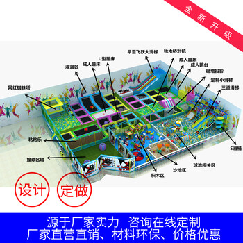 大型组合蹦床大蹦床生产厂家忍者闯关网红飞跃滑梯粘粘乐室内游乐设施淘气堡