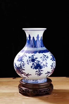 景德镇陶瓷器手绘花瓶摆件中式仿古青花瓷小花瓶