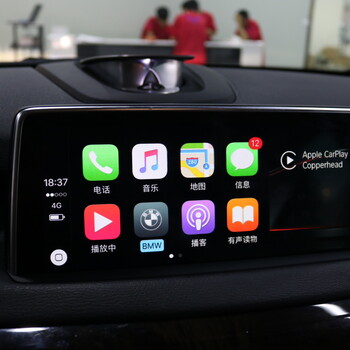 广州天河宝马X6改装九色氛围灯激活carplay