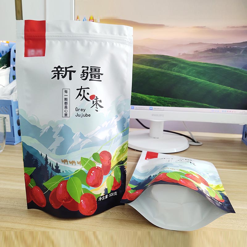 厂家定制-新疆灰枣自封包装袋500g消光膜镀铝自立拉链食品包装袋红枣包装袋厂家定制