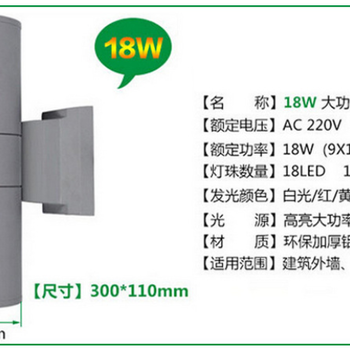 18W户外双头壁灯18W七彩led壁灯