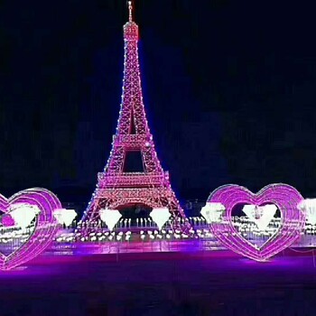 浙江金华美的夜空浪漫灯光展出租，巴黎的建筑埃菲尔铁塔租赁