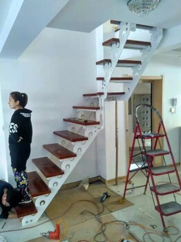 双直梁旋转实木复式室内家用钢木楼梯跃层loft玻璃楼梯等定制