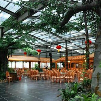 山东济南玻璃温室阳光生态餐厅好多棚友中、忙到身体被掏空