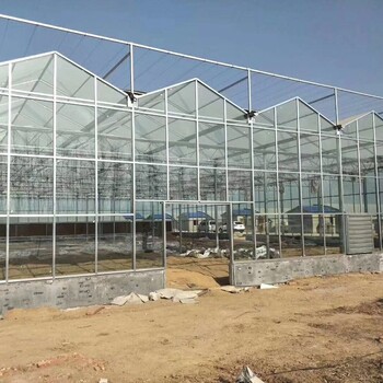 贵州毕节温室大棚玻璃材质尖顶骨架加工建造厂家