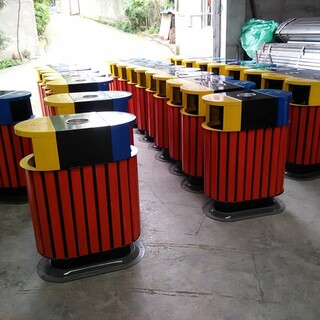 青蓝厂家镀锌板垃圾桶系列定制学校垃圾桶实用分类垃圾桶图片3
