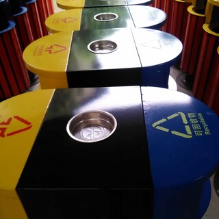 青蓝厂家镀锌板垃圾桶系列定制学校垃圾桶实用分类垃圾桶图片4