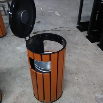 台球室垃圾桶经济实惠青蓝游乐场果皮箱木条垃圾桶