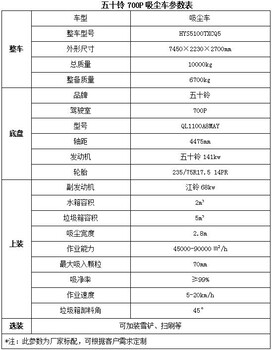 7方五十铃干式真空吸尘车优点