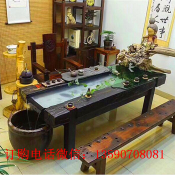 老船木家具茶幾，船木家具大龍骨茶臺(tái)，船木原生態(tài)板茶臺(tái)