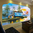 福建生产3D壁画日出油画风景美式墙纸客厅沙发电视背景墙创意个性无缝墙布图片