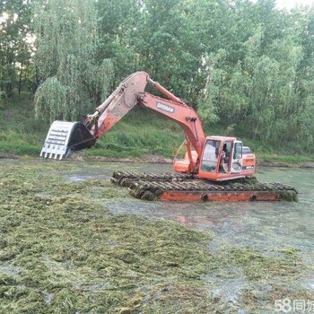 水上挖机出租租赁水上挖掘机挖鱼池河堤加固