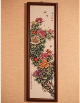 张松茂四季花卉粉彩瓷板画