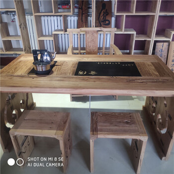 老榆木门板怎么处理哪里有老榆木门板定制茶桌家具