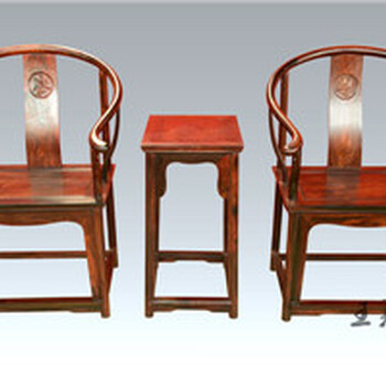 中式文化艺术风格大红酸枝圈椅仿古圈椅家具三件套价格