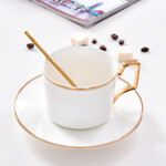 唯奥骨瓷金边咖啡杯碟欧式陶瓷金把下午茶杯简约咖啡杯套装定制logo