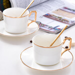 唯奥骨瓷咖啡杯碟欧式陶瓷金把下午茶杯简约咖啡杯套装定制logo